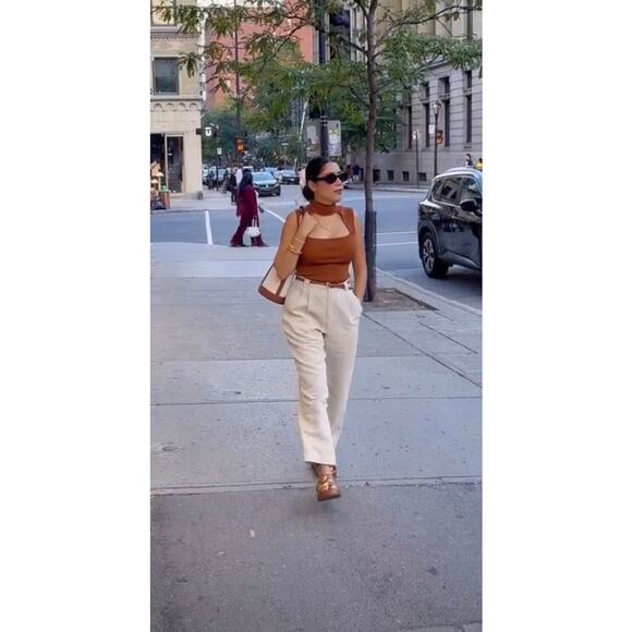 Zara Knit Choker Tank Top Rust Ribbed Fitted Small Blouse Professional Cut Out - Picture 3 of 11